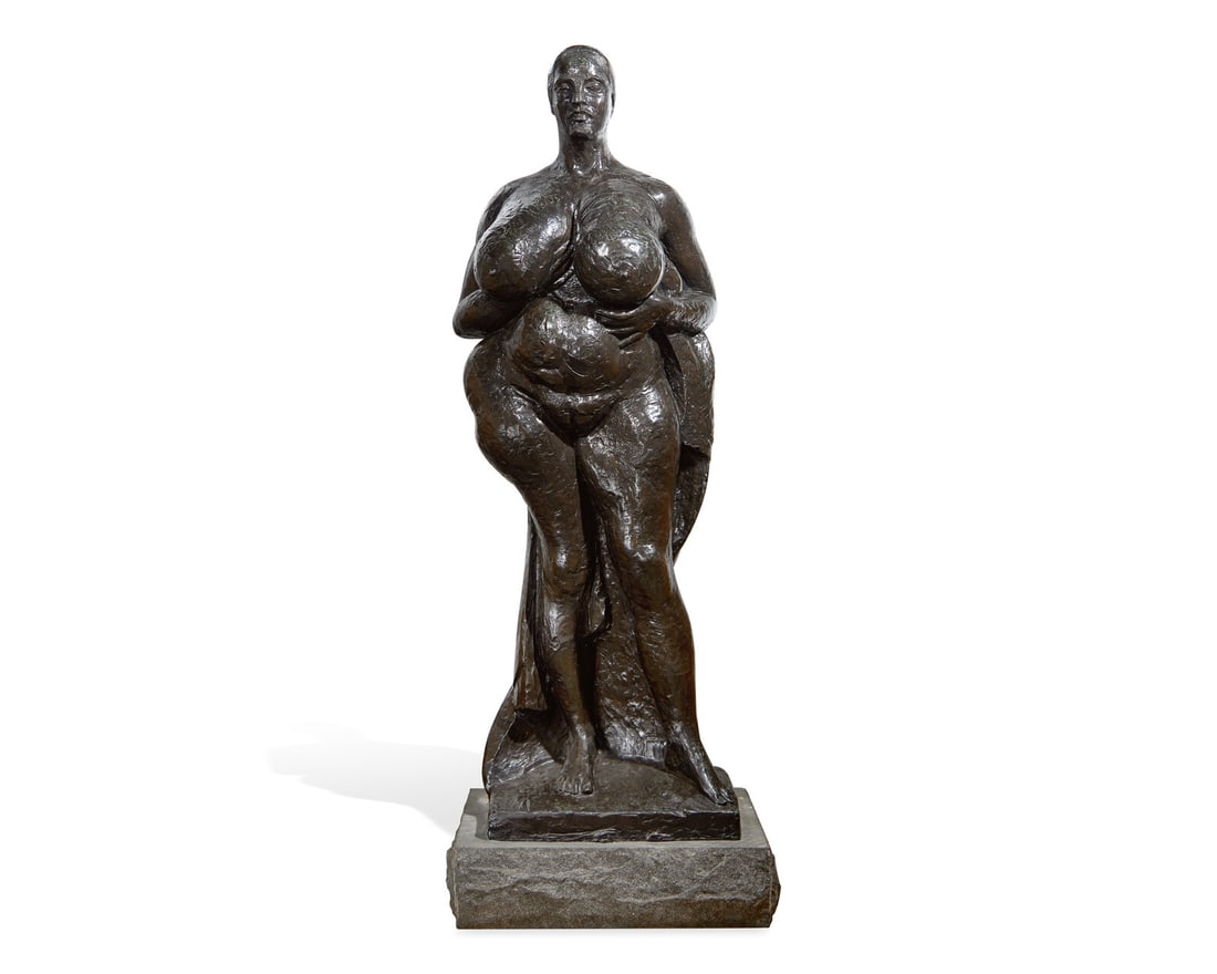 Gaston Lachaise (American/French, 1882-1935) Garden Figure (Second State) [LF 137], 1935: Gaston Lachaise (American/French, 1882-1935) Garden Figure (Second State) [LF 137], 1935 bronze with dark brown patina on stone base inscribed with a copyright symbol and the artist?s name (written tw