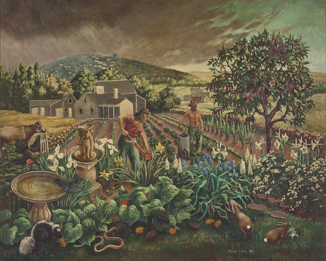 Molly Luce (American, 1896-1986) Adam and Eve, 1940: Molly Luce (American, 1896-1986) Adam and Eve, 1940 oil on canvas signed Molly Luce and dated (lower right) 22 1/4 x 27 1/2 in. Property from the Estate of Gary Grimes, Pittsburgh, Pennsylvania Litera