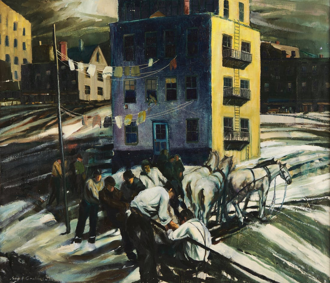 John Grabach (American, 1886-1981) Every Man's Home Is His Castle: John Grabach (American, 1886-1981) Every Man's Home Is His Castle oil on canvas signed John R Grabach ANA (lower left) 36 x 42 in. Provenance Sotheby's, New York, Sale of May 24, 1989, Lot 184. Acquir