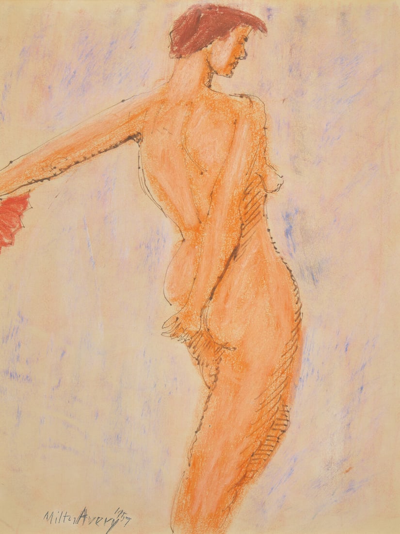 Milton Avery (American, 1885-1965) Untitled (Nude with Fan), 1957 (1 of 3)