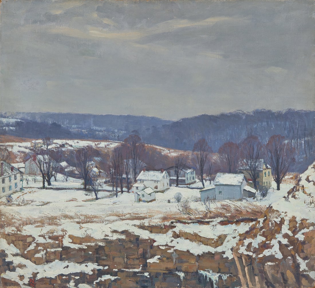 Roy Cleveland Nuse (American, 1885-1975) Winter Village, 1942 (1 of 3)