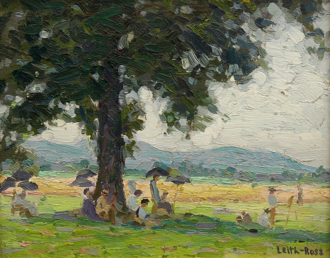 Harry Leith-Ross (American, 1886-1973) Art Students League Summer School, Woodstock, New York, 1916: Harry Leith-Ross (American, 1886-1973) Art Students League Summer School, Woodstock, New York, 1916 oil on board signed Leith-Ross (lower right); also titled, dated, and inscribed with artist's name (
