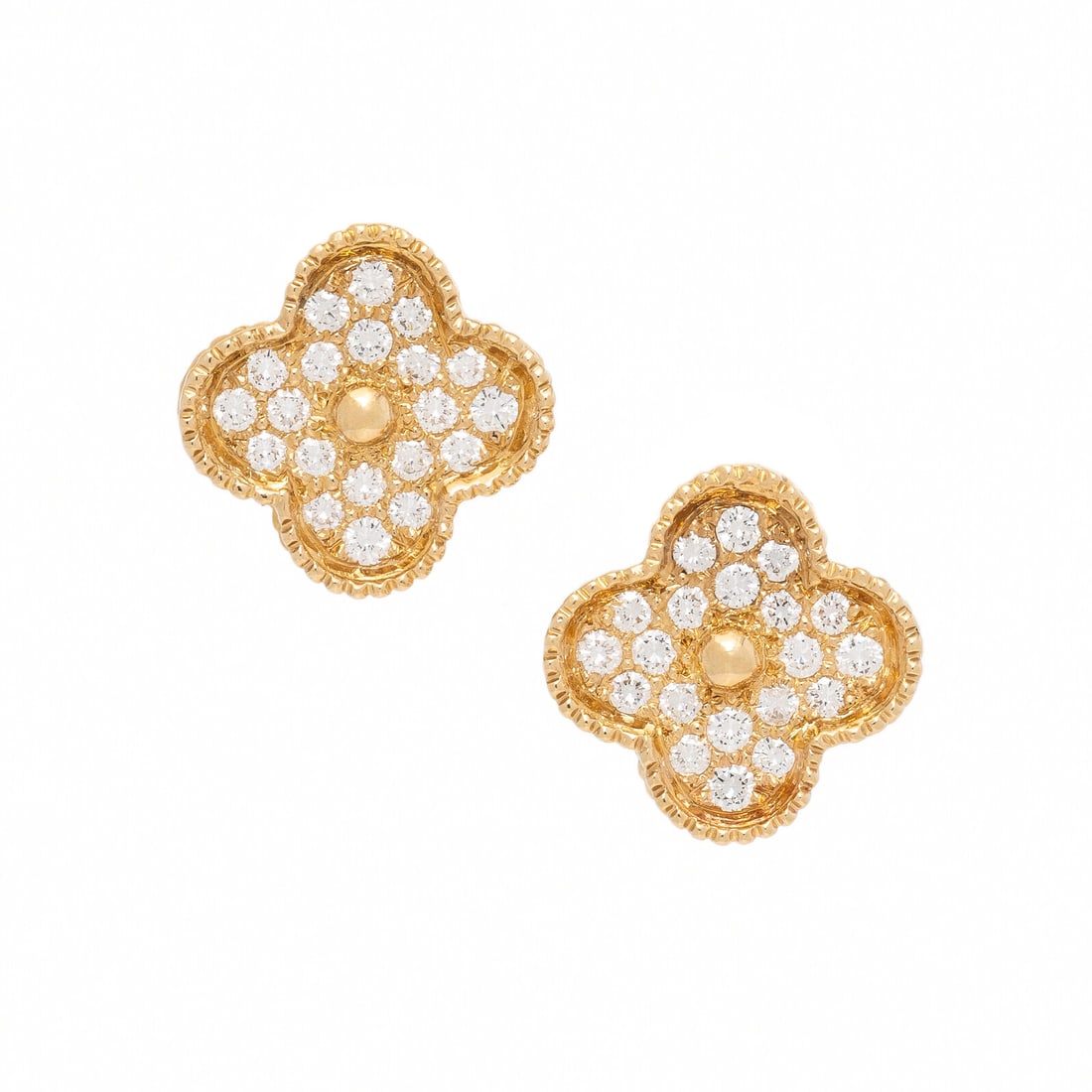 Van Cleef & Arpels, Diamond and Yellow Gold 'Alhambra' Earrings (1 of 2)