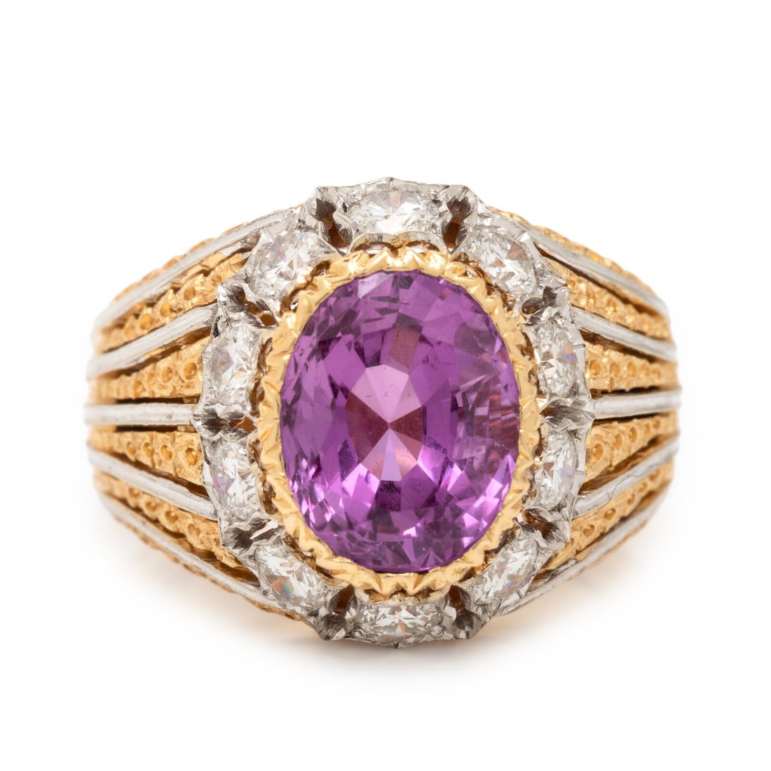 Buccellati, Pink Sapphire, Diamond, and Bicolor Gold Ring (1 of 3)