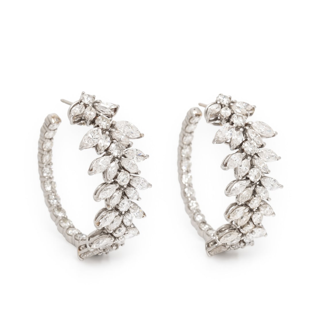Diamond and White Gold In and Out Hoop Earrings (1 of 3)