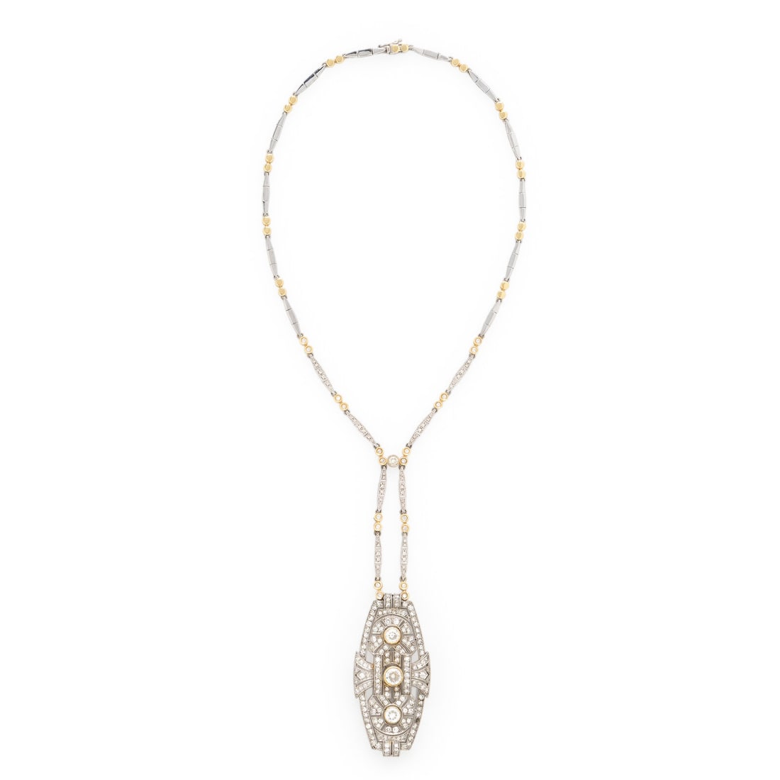 Diamond, Platinum, and Bicolor Gold Necklace (1 of 3)