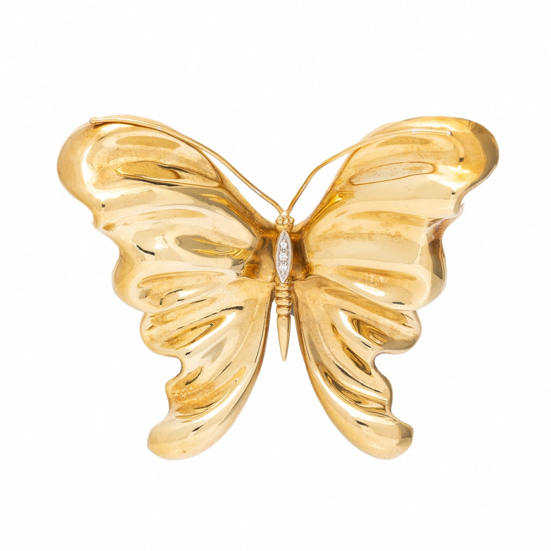 Yellow Gold and Diamond Butterfly Pendant Brooch (1 of 2)