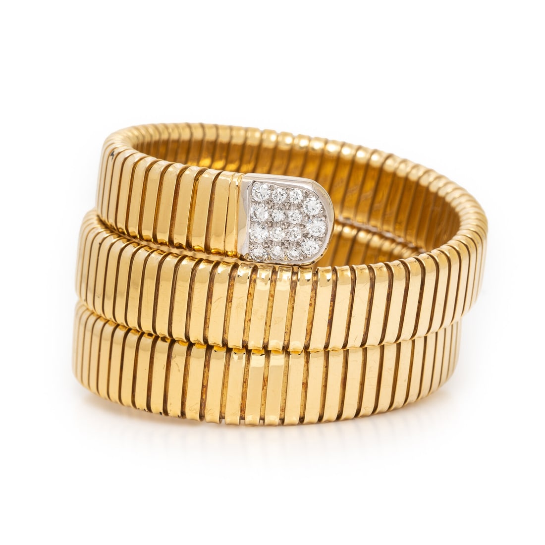 Diamond and Yellow Gold Tubogas Bracelet (1 of 2)