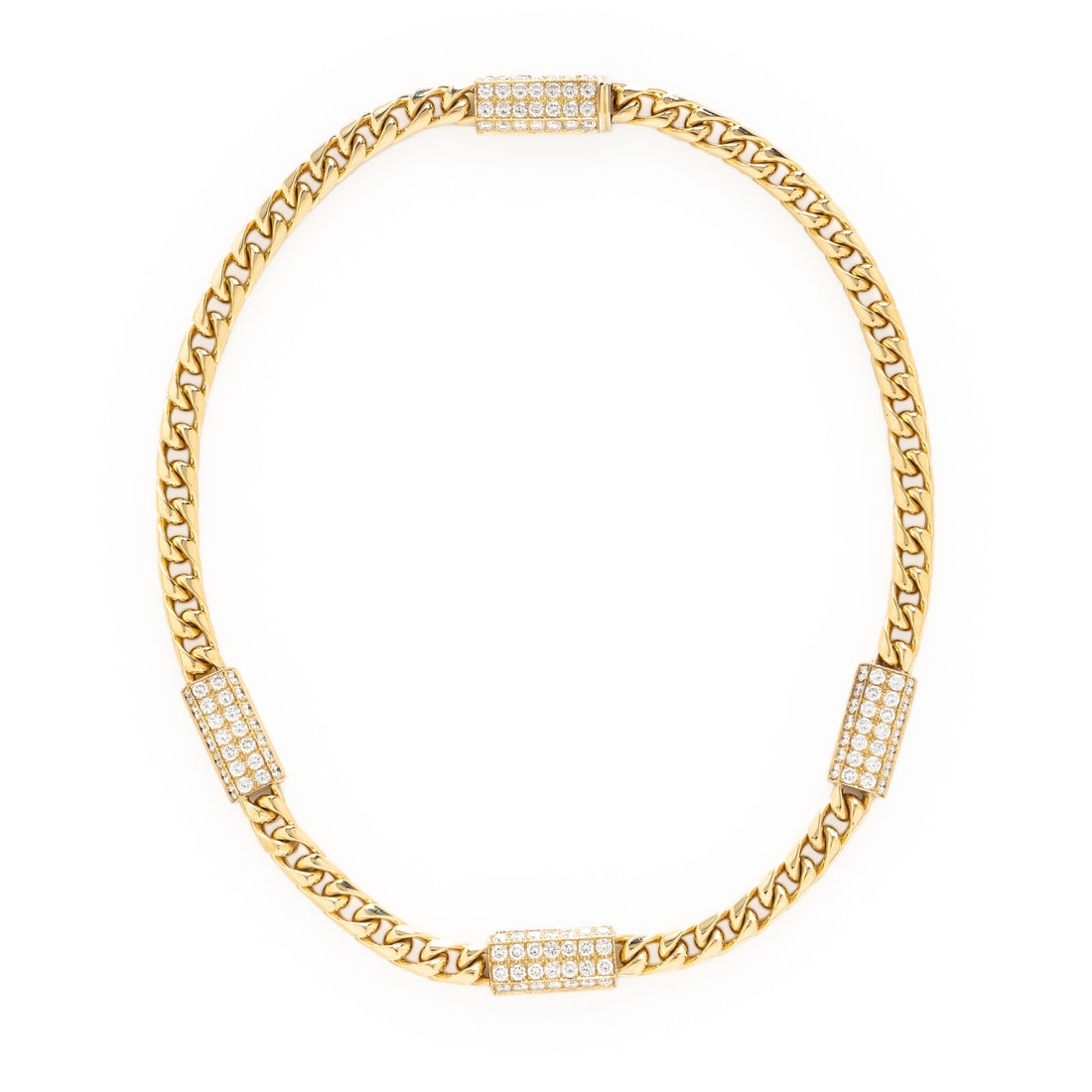 Yellow Gold and Diamond Station Chain Necklace (1 of 2)