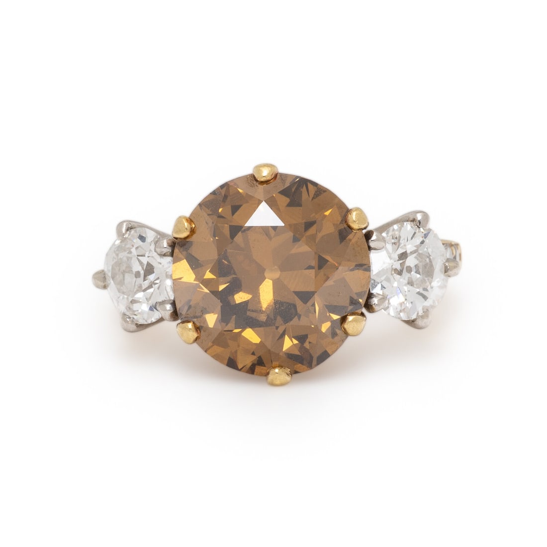 Fancy Deep Yellow-Brown Diamond and Diamond Ring (1 of 4)