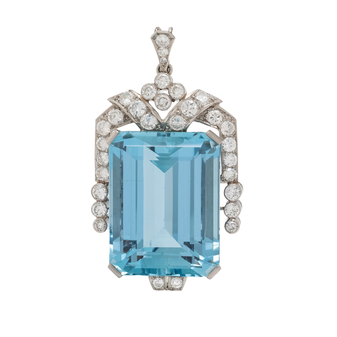 Aquamarine, Diamond, and Platinum Pendant (1 of 2)