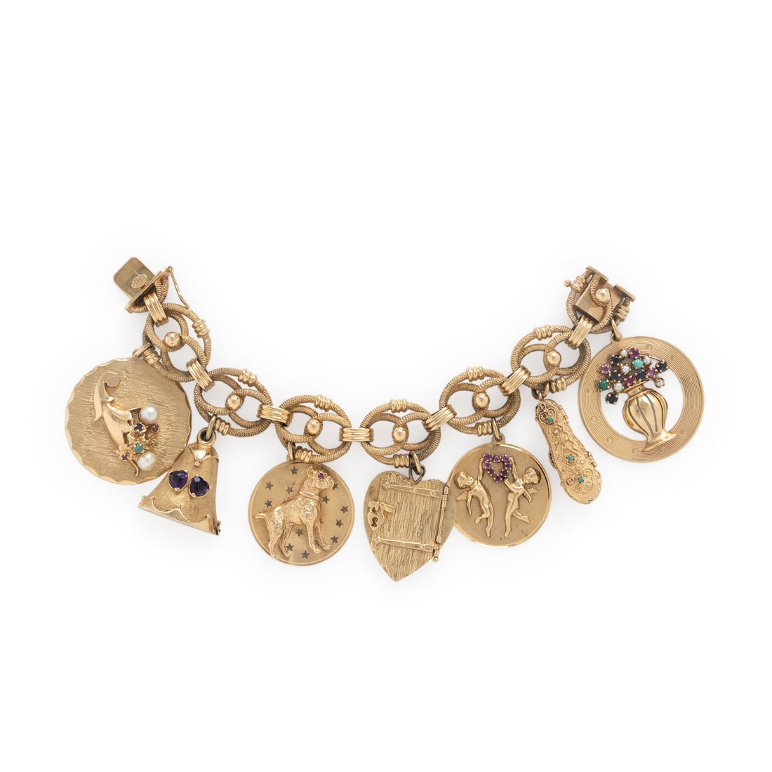 Yellow Gold and Multigem Charm Bracelet (1 of 3)