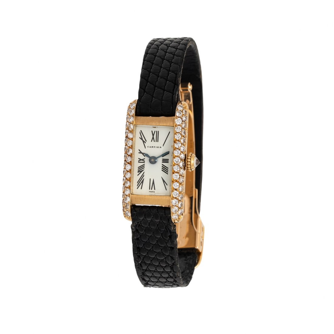 Cartier, 18K Yellow Gold and Diamond 'Mini Tank Allongée' Watch (1 of 2)