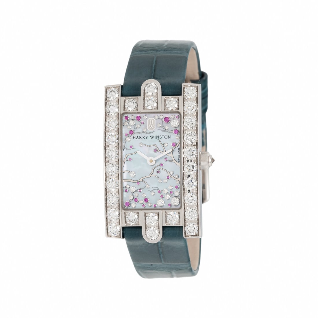 Harry Winston, 18K White Gold and Diamond 'Avenue Classic Cherry Blossom' Watch: Harry Winston, 18K White Gold and Diamond 'Avenue Classic Cherry Blossom' Watch Maker: Harry Winston Model: Avenue Classic Reference number: AVEQHM21WW286 Serial number: 099001 Year: Circa 2017 Case s