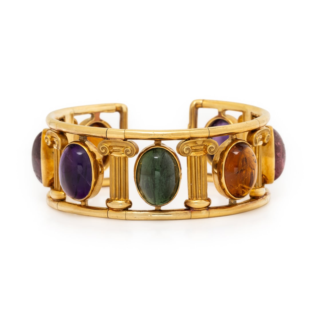 Multigem and Yellow Gold Cuff Bracelet (1 of 2)