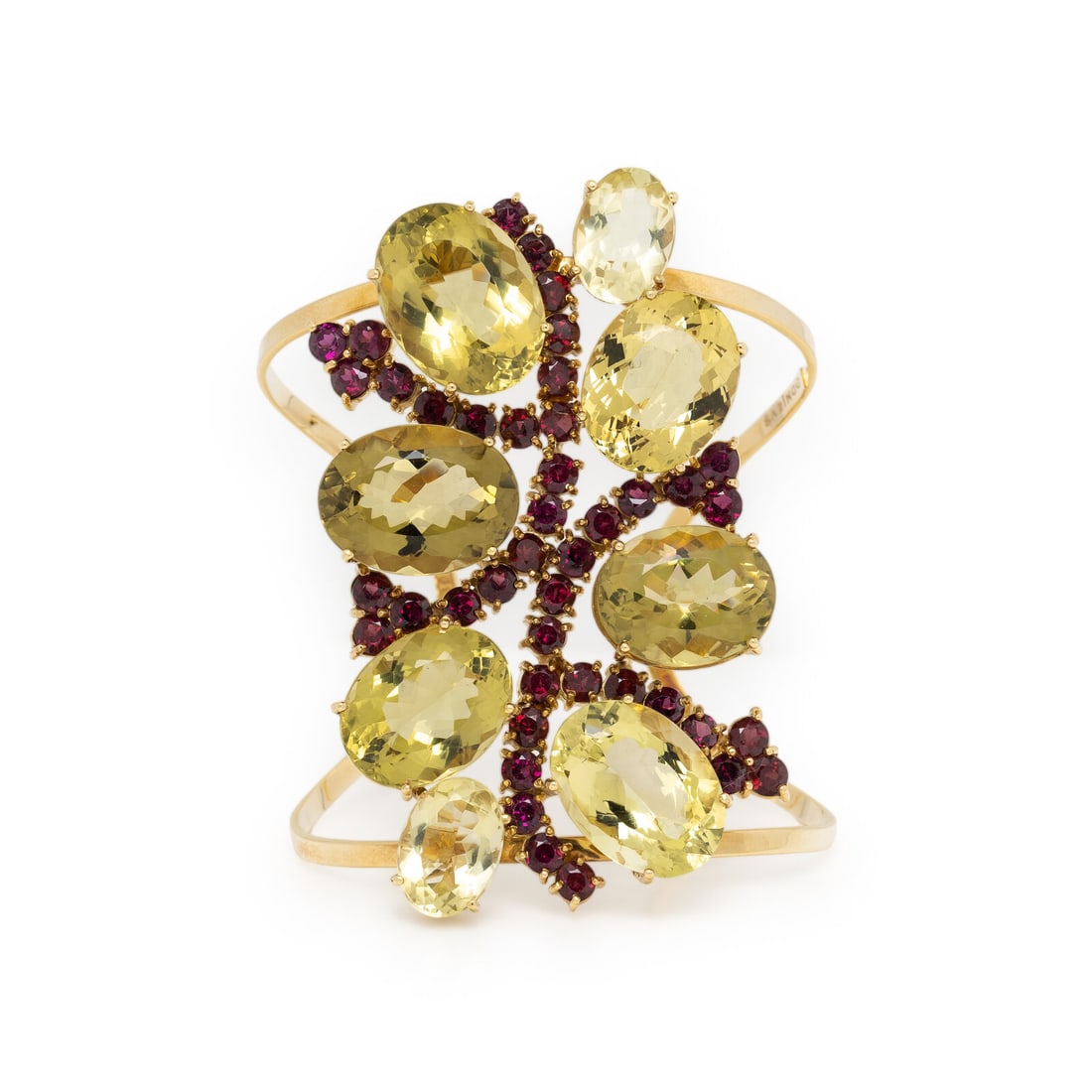 Sazingg, Lemon Quartz, Beryl, and Garnet Cuff Bracelet (1 of 2)