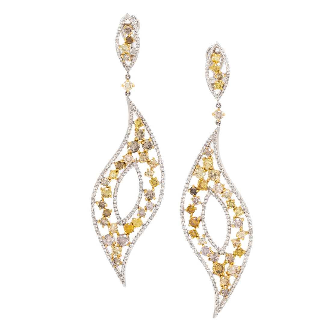 Diamond and Colored Diamond Pendant Earrings (1 of 2)