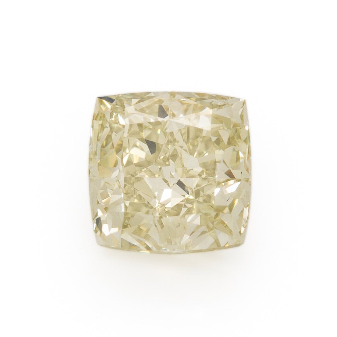 Fancy Greenish Yellow Diamond: Fancy Greenish Yellow Diamond An unmounted Fancy Greenish Yellow cushion cut diamond measuring 5.76 x 5.71 x 3.88 mm. GIA, 2026, Report No. 2135821422, 1.17 carats, Natural, Fancy Greenish Yellow Colo