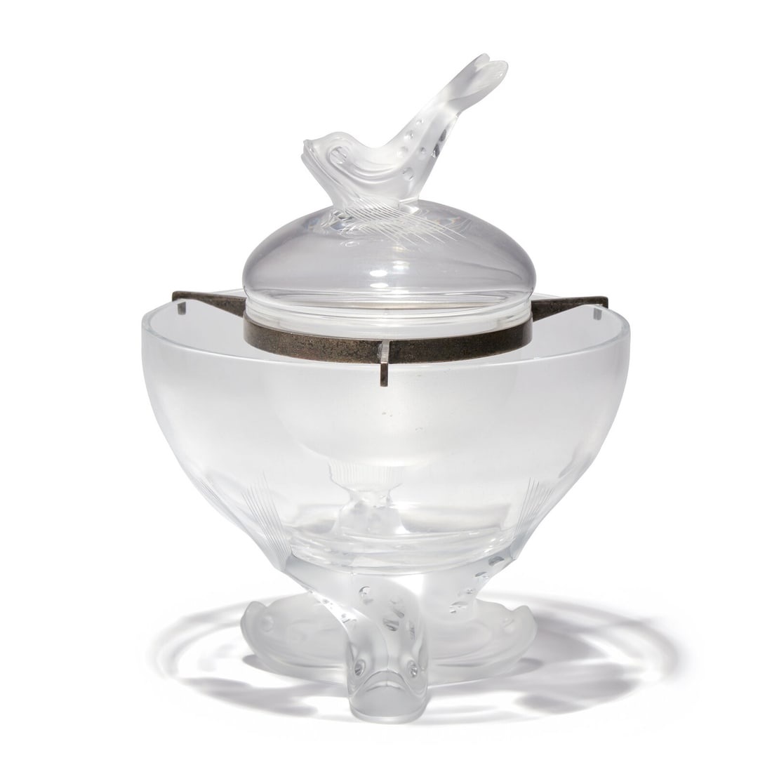 René Lalique (French, 1860–1945) Caviar Dish: René Lalique (French, 1860–1945) Caviar Dish with etched signature toward base 10 h x 7 3/4 dia inches. The Estate of the Honorable Sandra Schultz Newman This lot is located in Philadelphia