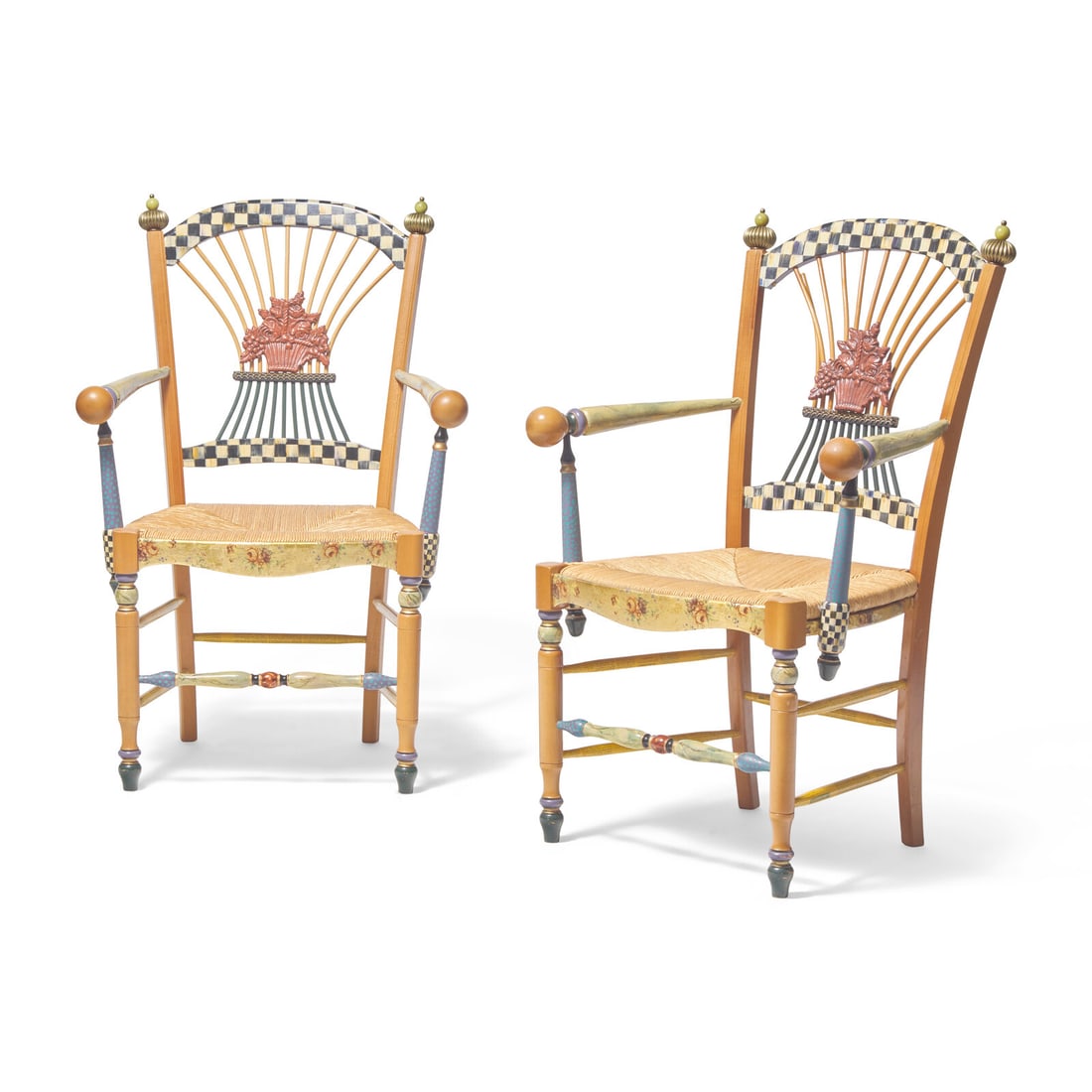 MacKenzie Childs (American, founded 1983) Two chairs, 1983 (1 of 4)