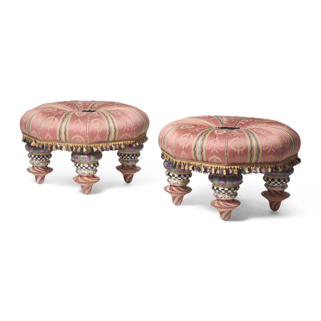 MacKenzie Childs (American, founded 1983) Pair of stools, 1983 (1 of 4)