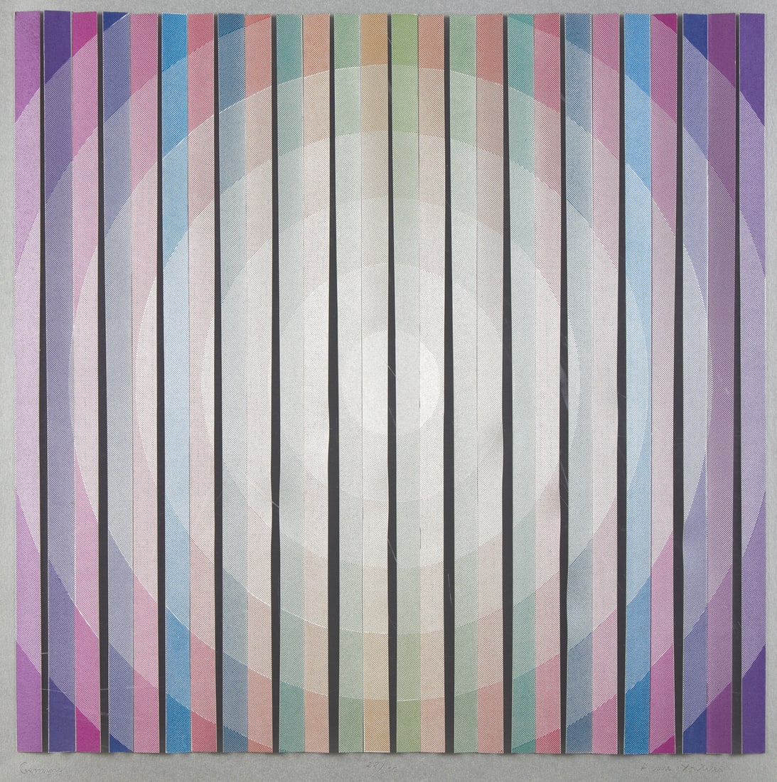 Anne Youkeles (American, b. 1920) Gemini, c. 1968: Anne Youkeles (American, b. 1920) Gemini, c. 1968 3-D serigraph collage signed, titled, and numbered 28/100 in pencil 27 1/4 × 27 1/4 inches. The Estate of the Honorable Sandra Schultz Newman Thi