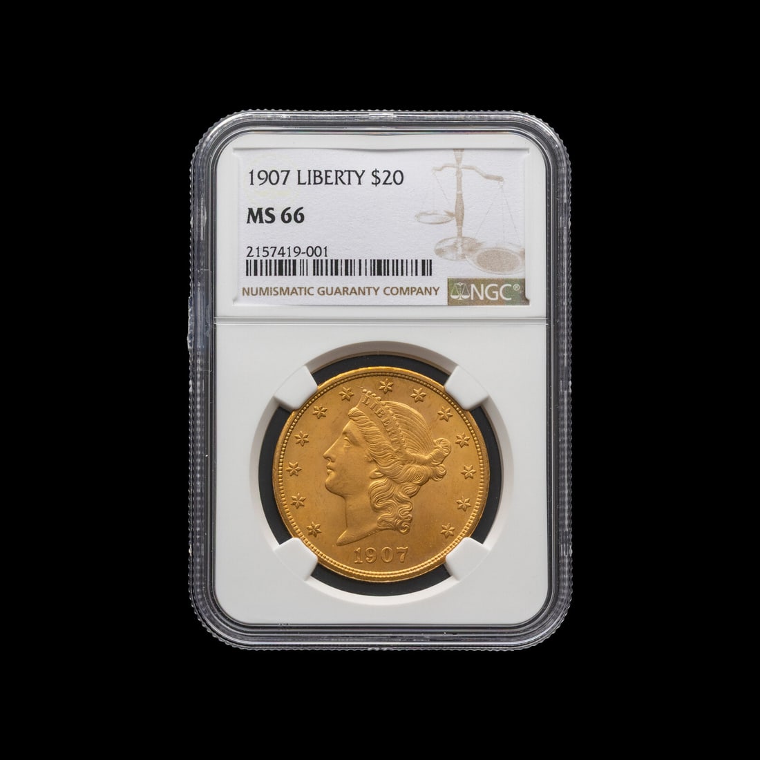 A 1907 Liberty Head $20 Gold Coin [NGC MS66; Top Pop] (1 of 3)