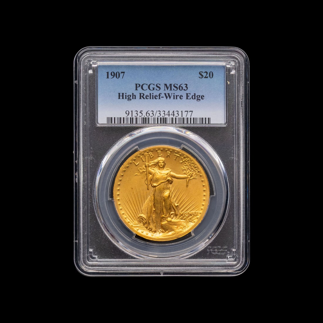 A 1907 Saint Gaudens: High Relief-Wire Edge $20 Gold Coin [PCGS MS63] (1 of 3)
