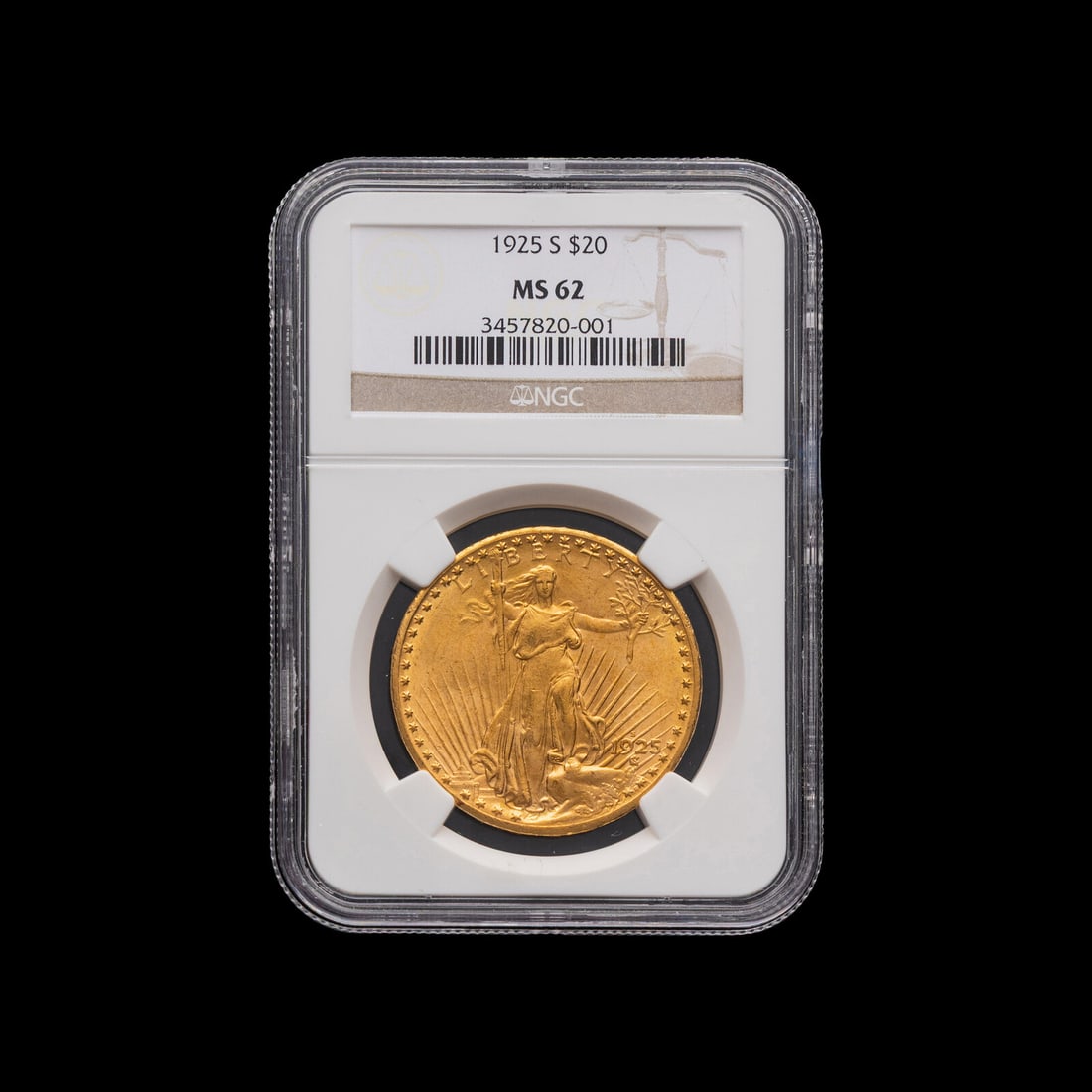 A 1925-S Saint Gaudens $20 Gold Coin [NGC MS62] (1 of 2)