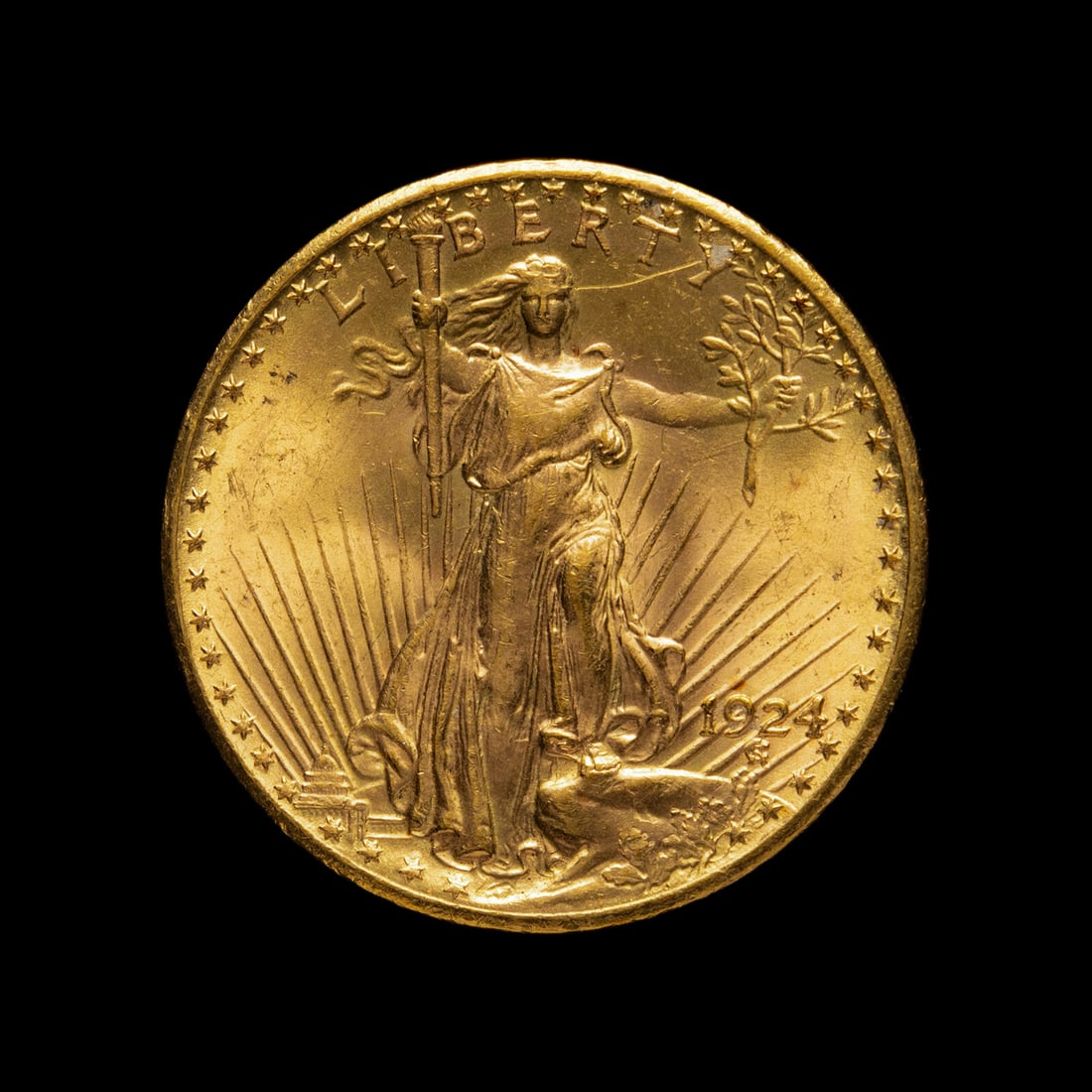 A 1924 Saint Gaudens $20 Gold Coin (1 of 2)