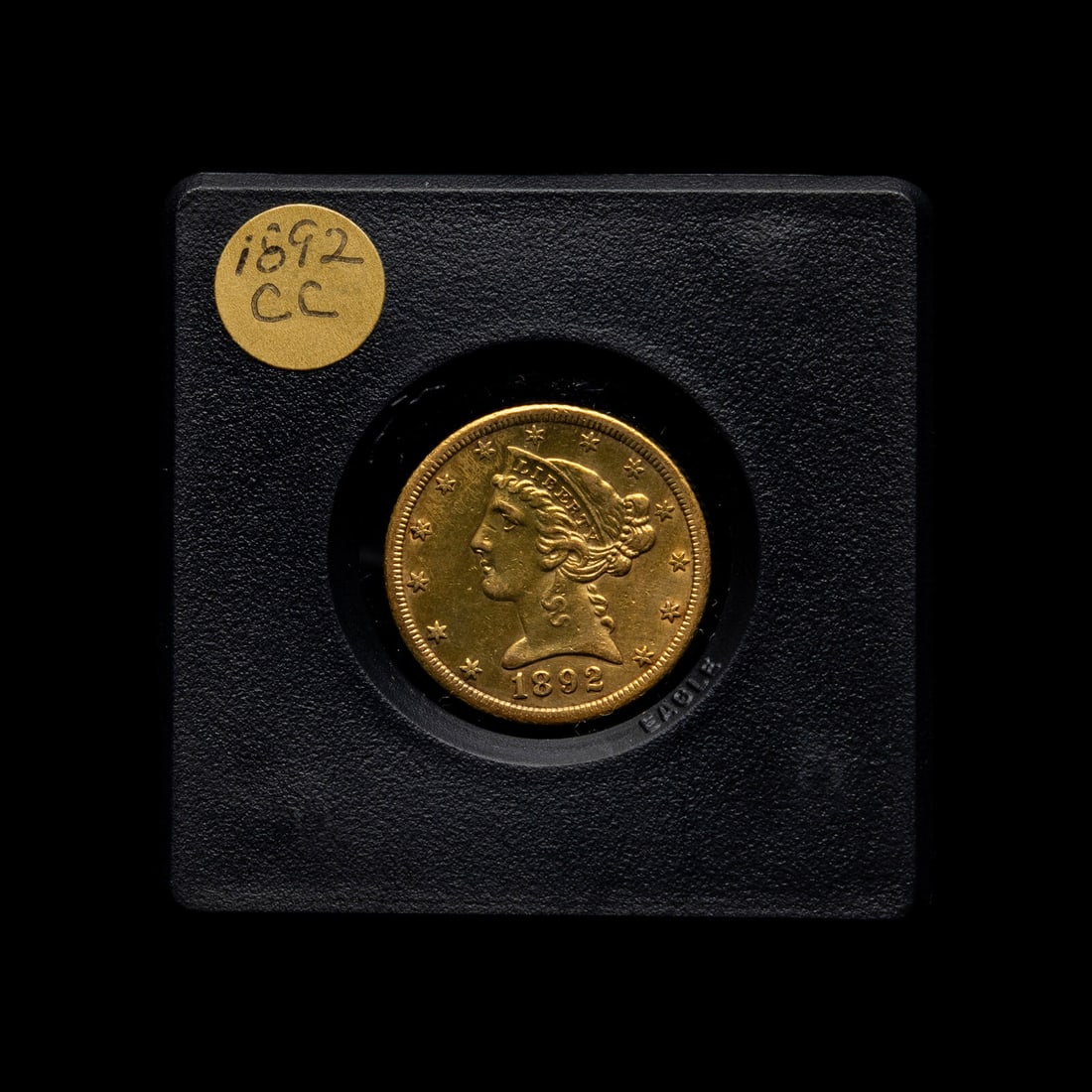 An 1892-CC Liberty Head $5 Gold Coin (1 of 2)