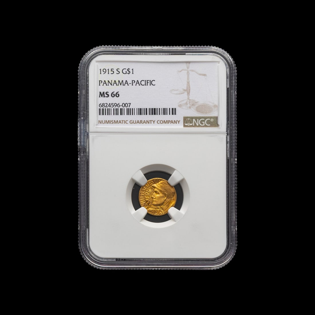 A 1915-S Panama Pacific Exposition $1 Gold Coin [NGC MS66] (1 of 2)