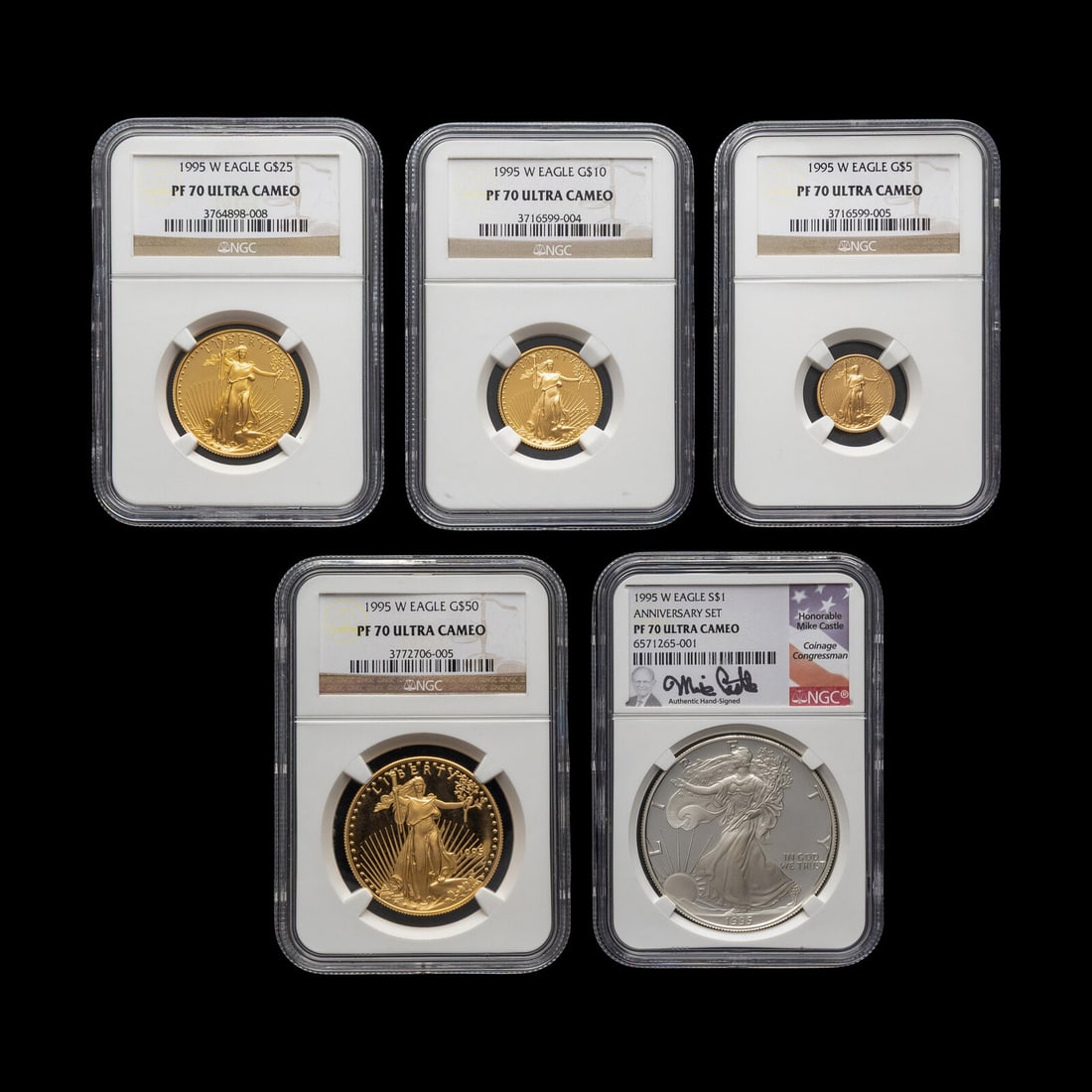A 1995-W Gold and Silver Eagle 5 Coin Proof Set [NGC PF70 Ultra Cameo] (1 of 2)