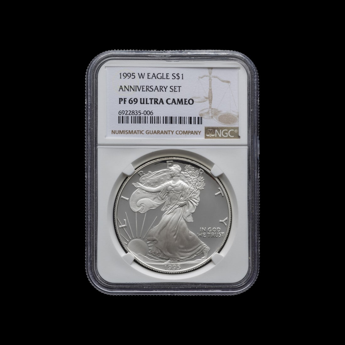 A 1995-W Silver Eagle $1 Proof [NGC PF69 Ultra Cameo]: A 1995-W Silver Eagle $1 Proof [NGC PF69 Ultra Cameo] Property from the Estate of David R. Irwin This lot is located in Chicago.