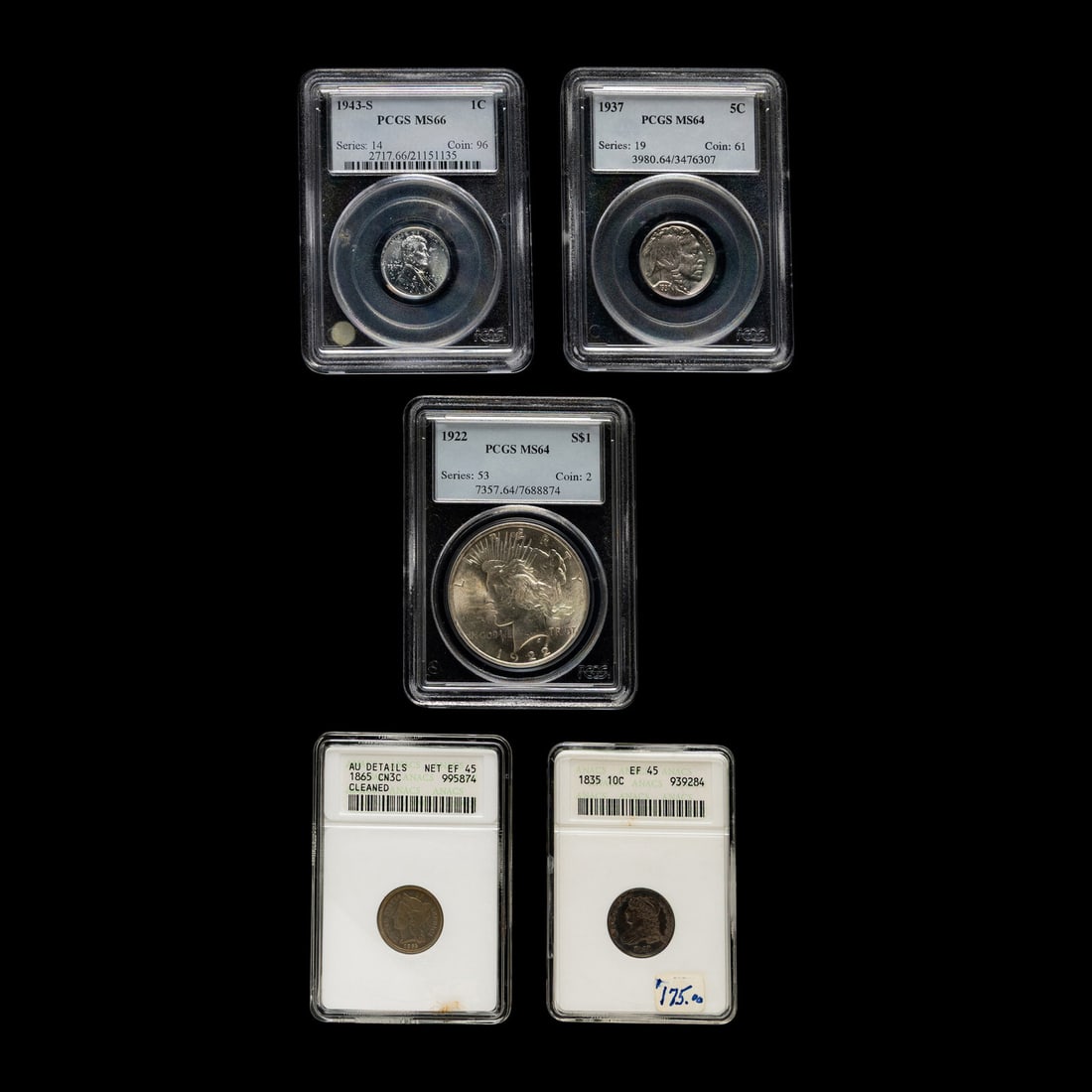 A Group of Five United States Graded Coins (1 of 2)
