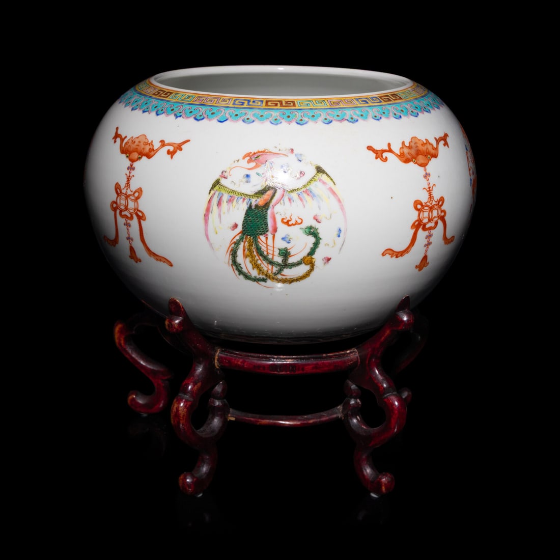 A Chinese Famille Rose Porcelain 'Bat and Phoenix' Fishbowl, Late 19th Century (1 of 5)