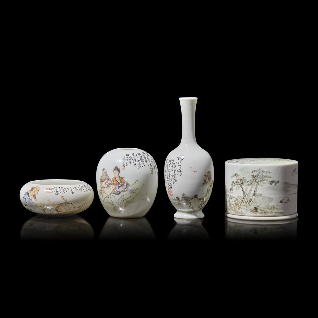 A Group of Four Chinese Enameled Porcelain Items, 20th Century (1 of 2)