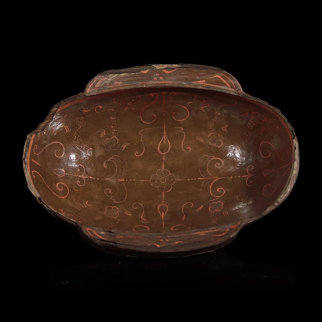 A Chinese Lacquered Wood Ear Cup, Er Bei, Han Dynasty (1 of 3)