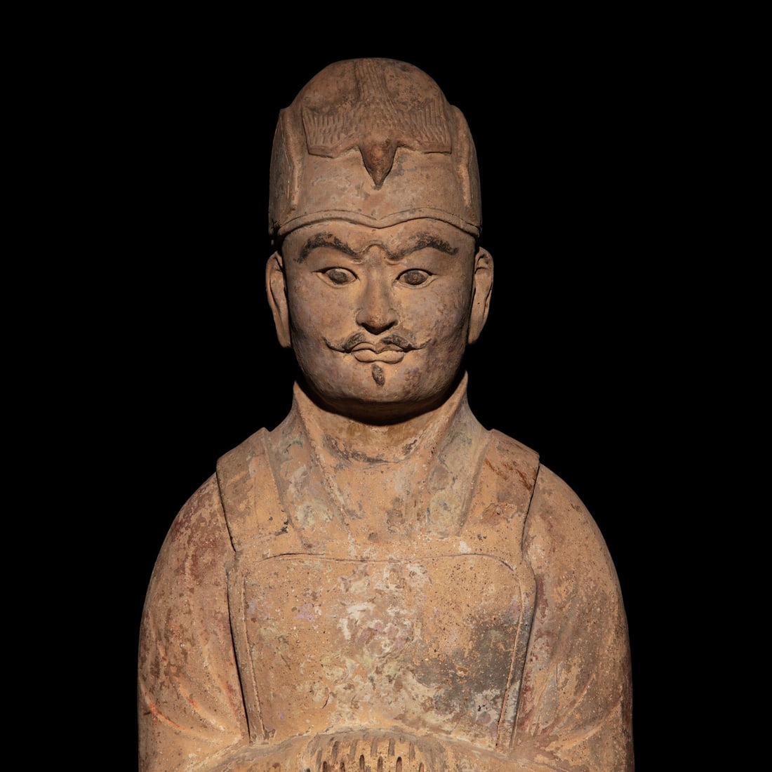 A Chinese Painted Pottery Standing Official, Tang Dynasty (1 of 4)