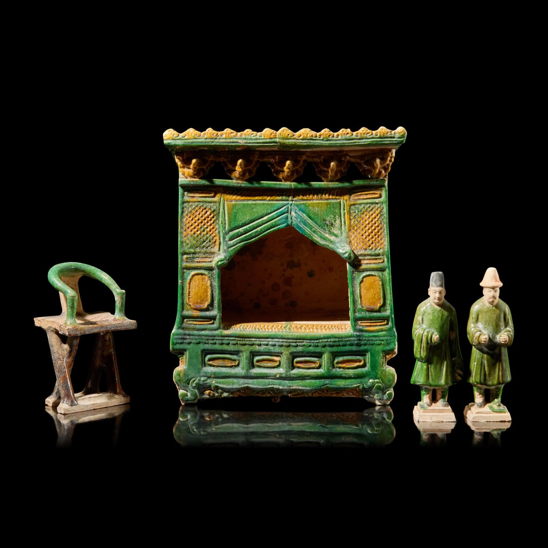 A Group of Four Chinese Sancai Glazed Tomb Wares, Ming Dynasty (1 of 2)