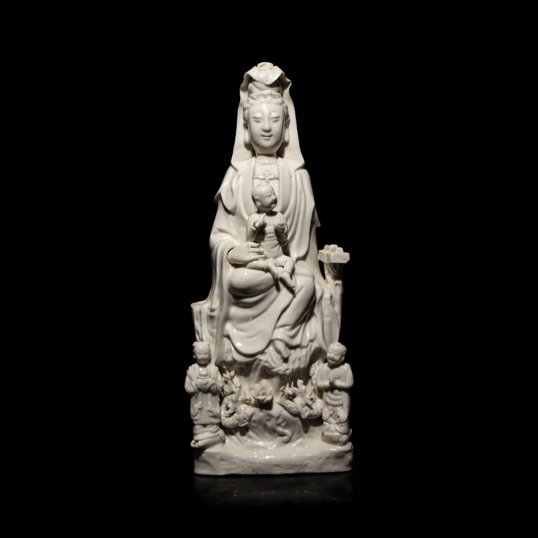 A Chinese Blanc de Chine Dehua Porcelain Guanyin, 19th-20th Century: A Chinese Blanc de Chine Dehua Porcelain Guanyin, 19th-20th Century 晚清民國 德化白瓷觀音 Height 15 1/4 in., 38.8 cm. This lot is located in