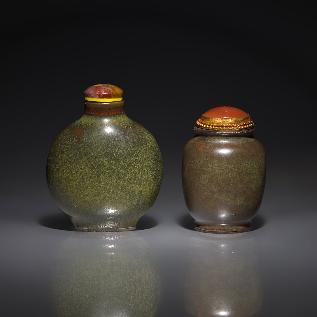 Two Chinese Teadust-Glazed Snuff or Medicine Bottles, 19th Century (1 of 2)