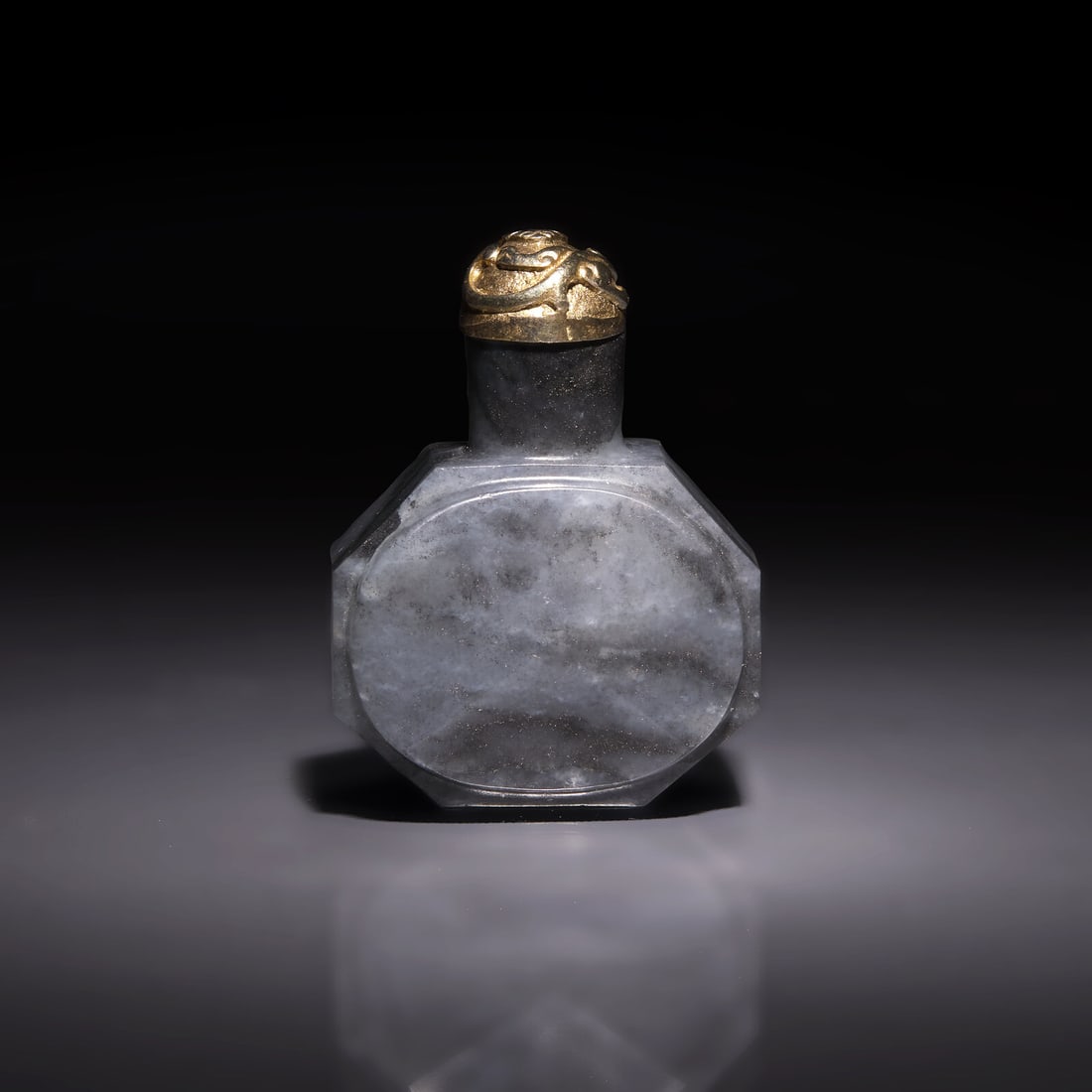 A Chinese Greyish-Black Jade Faceted Snuff Bottle (1 of 2)