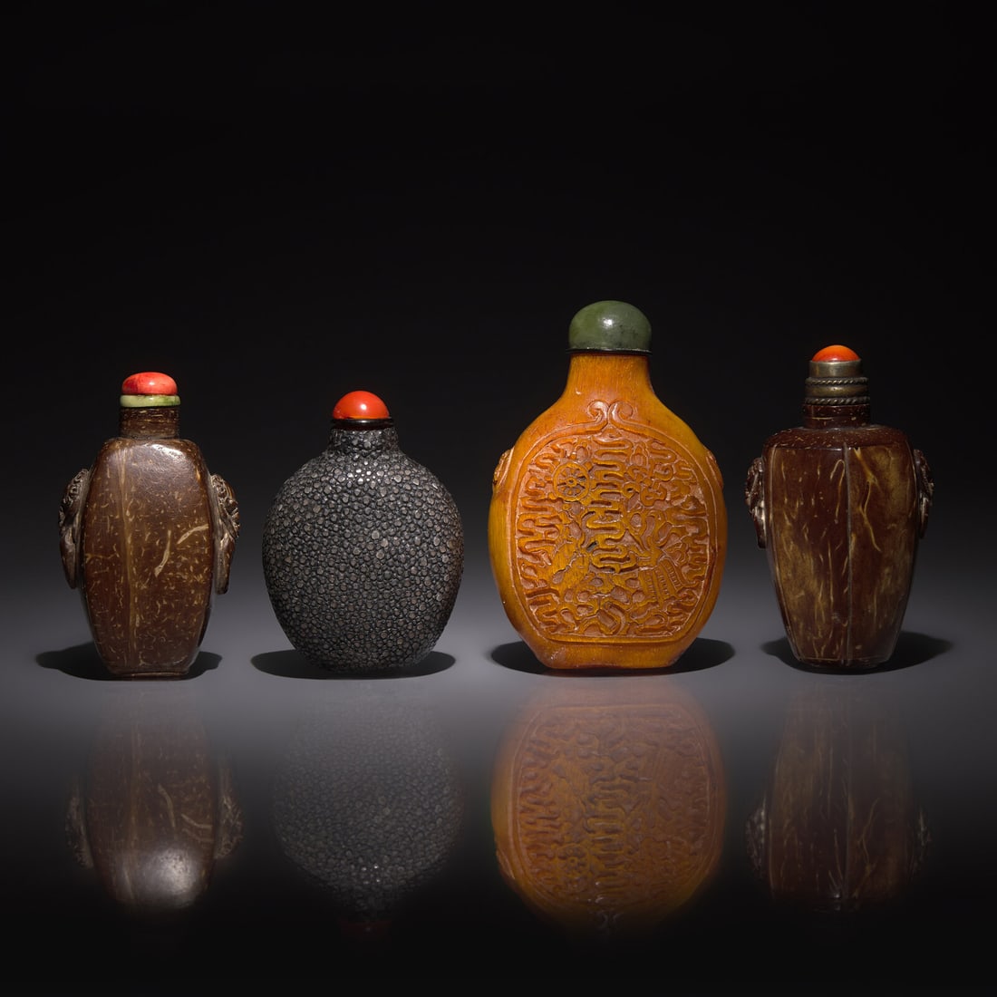 Four Chinese Snuff Bottles, Primarily 19th Century (1 of 2)