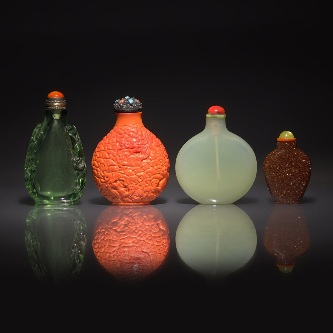 Four Chinese Glass Snuff Bottles, 18th-20th Century (1 of 2)