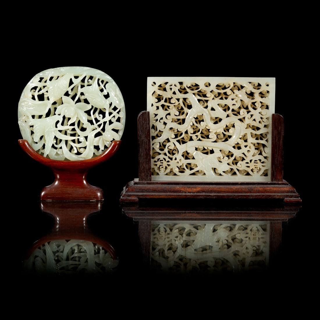 Two Chinese Reticulated Jade Plaques, Ming-Qing Dynasty (1 of 2)
