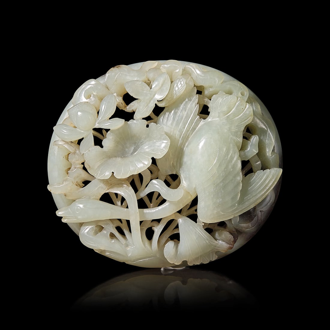A Chinese Carved Jade "Spring Water" Plaque, Jin/Yuan Style (1 of 2)