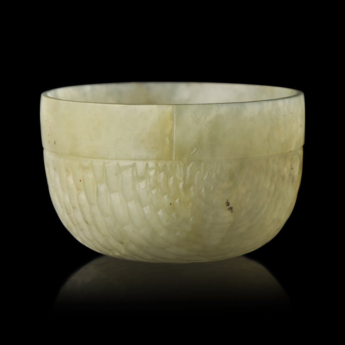 A Chinese Celadon Jade "Rice Measure" Cup, Late Ming-Early Qing (1 of 3)