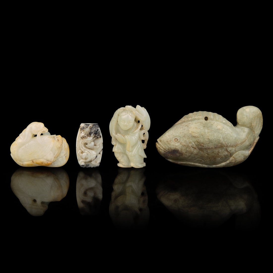 Four Chinese Carved Jade Items, Qing Dynasty and Later (1 of 2)