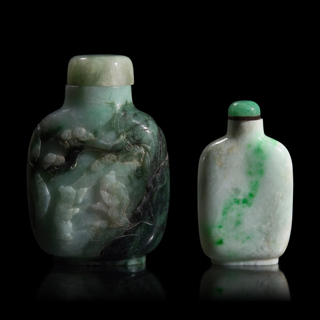 Two Chinese Jadeite Snuff Bottles, 19th Century (1 of 2)